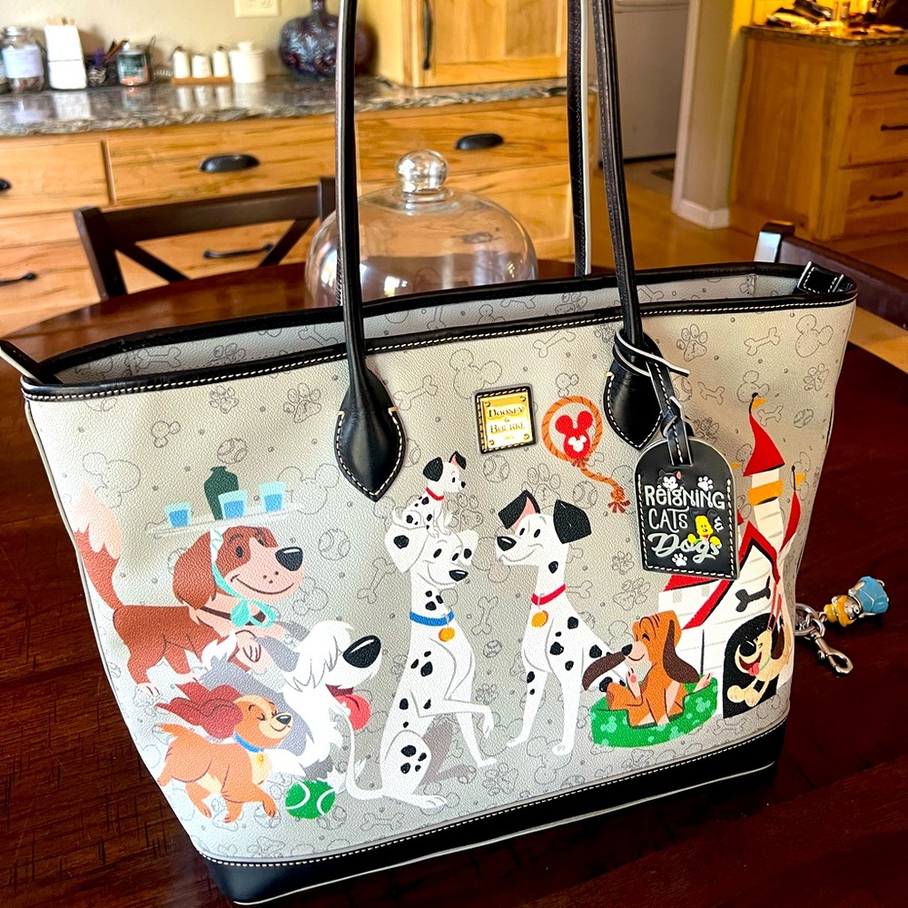 Dooney & Bourke Disney Black and White Reigning Cats & Dogs Tote